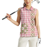 Akala Hamele Hawai'i Palaka Squares Maile Leaf Women Sleeveless Polo Shirt Flowers Hawaiian Quilt Patterns LT9 - Polynesian Pride