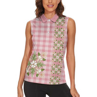 Akala Hamele Hawai'i Palaka Squares Maile Leaf Women Sleeveless Polo Shirt Flowers Hawaiian Quilt Patterns LT9 - Polynesian Pride