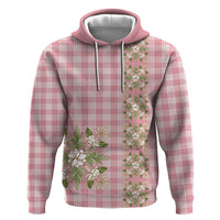 Akala Hamele Hawai'i Palaka Squares Maile Leaf Zip Hoodie Flowers Hawaiian Quilt Patterns LT9 Pullover Hoodie Dusty Rose - Polynesian Pride