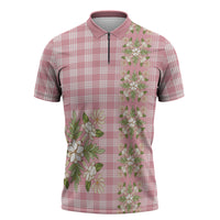 Akala Hamele Hawai'i Palaka Squares Maile Leaf Zipper Polo Shirt Flowers Hawaiian Quilt Patterns LT9 Dusty Rose - Polynesian Pride