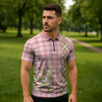 Akala Hamele Hawai'i Palaka Squares Maile Leaf Zipper Polo Shirt Flowers Hawaiian Quilt Patterns LT9 - Polynesian Pride