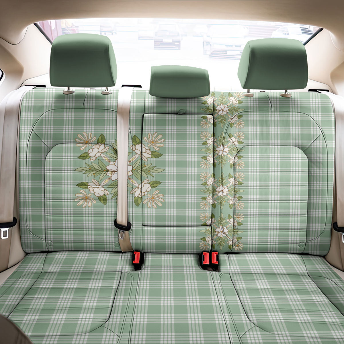 Liko Kukui Hawai'i Palaka Squares Maile Leaf Back Car Seat Cover Flowers Hawaiian Quilt Patterns LT9 - Polynesian Pride