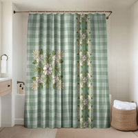 Liko Kukui Hawai'i Palaka Squares Maile Leaf Bathroom Set Flowers Hawaiian Quilt Patterns LT9 Shower Curtain Only Sage Green - Polynesian Pride