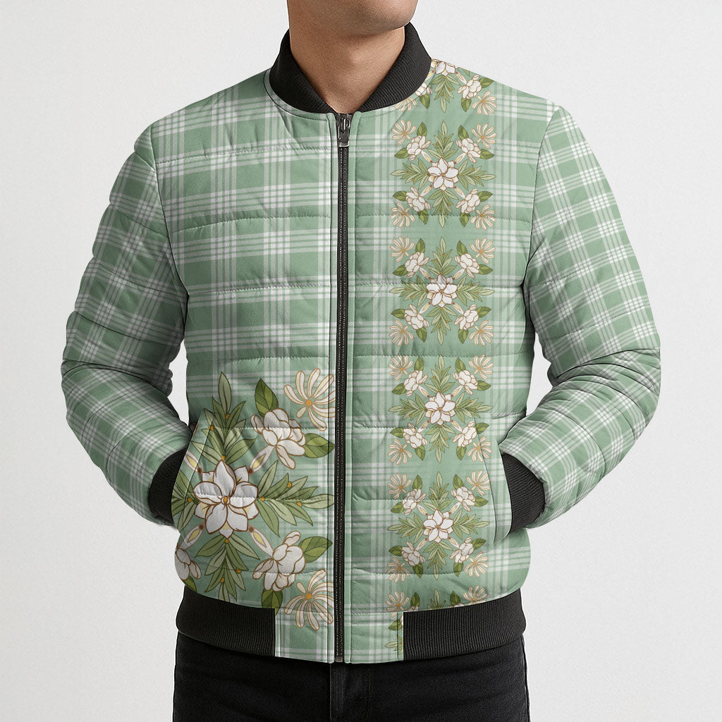 Liko Kukui Hawai'i Palaka Squares Maile Leaf Bomber Puffer Jacket Flowers Hawaiian Quilt Patterns LT9 - Polynesian Pride
