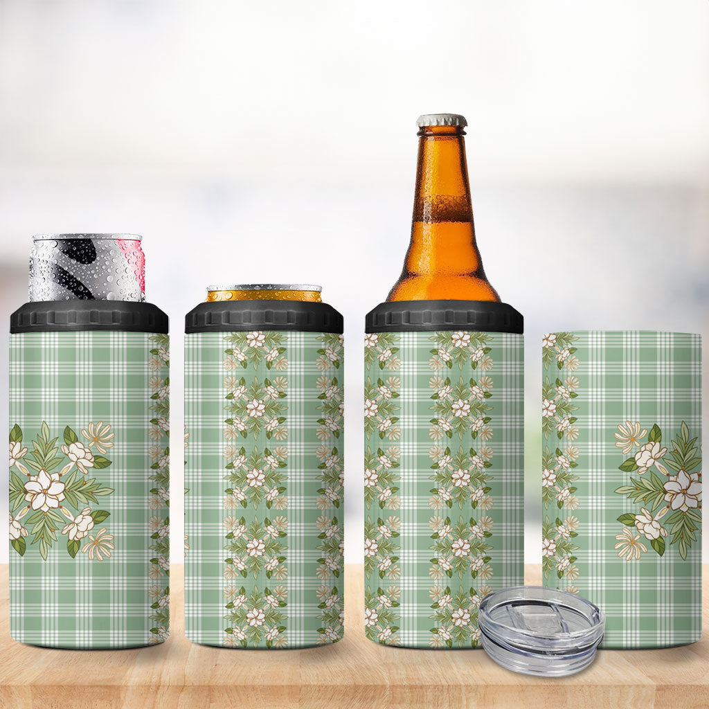 Liko Kukui Hawai'i Palaka Squares Maile Leaf 4 in 1 Can Cooler Tumbler Flowers Hawaiian Quilt Patterns LT9 - Polynesian Pride