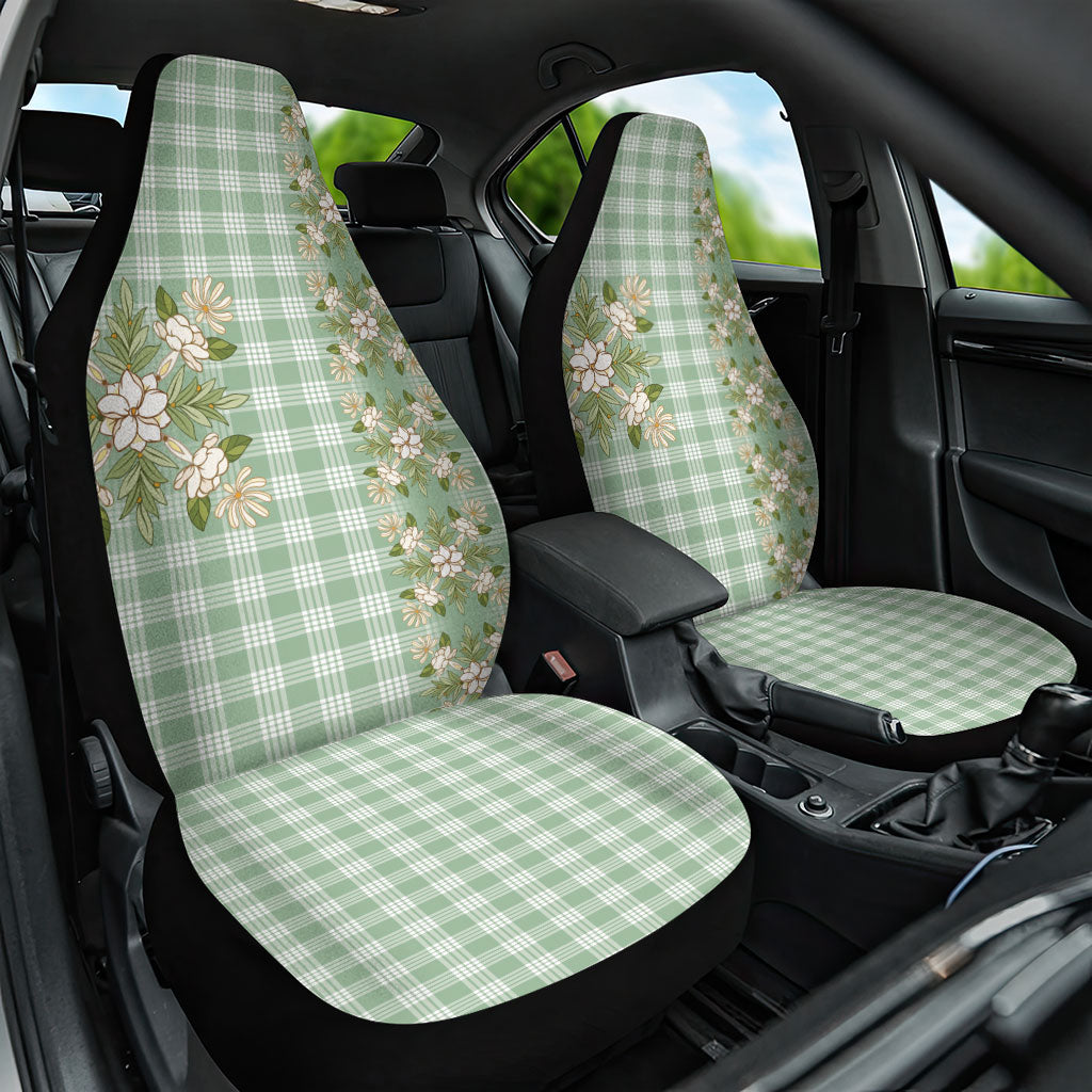 Liko Kukui Hawai'i Palaka Squares Maile Leaf Car Seat Cover Flowers Hawaiian Quilt Patterns LT9 One Size Sage Green - Polynesian Pride