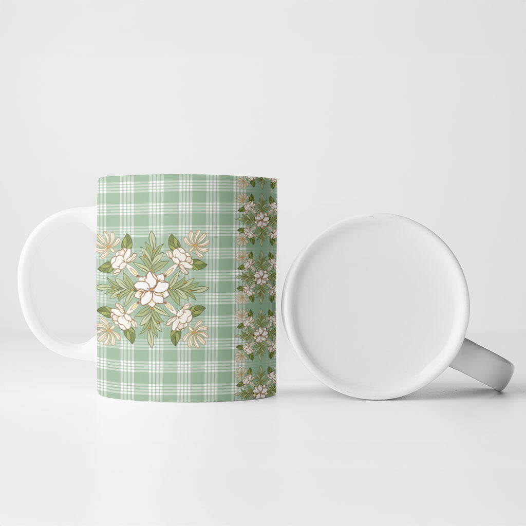 Liko Kukui Hawai'i Palaka Squares Maile Leaf Ceramic Mug Flowers Hawaiian Quilt Patterns LT9 - Polynesian Pride