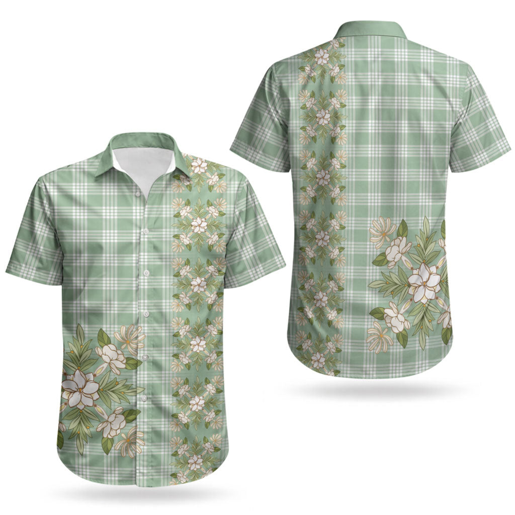 Liko Kukui Hawai'i Palaka Squares Maile Leaf Couples Matching Mermaid Dress and Hawaiian Shirt Flowers Hawaiian Quilt Patterns LT9 - Polynesian Pride