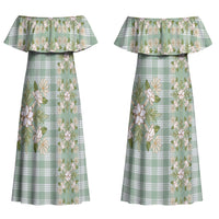 Liko Kukui Hawai'i Palaka Squares Maile Leaf Couples Matching Off Shoulder Maxi Dress and Long Sleeve Button Shirt Flowers Hawaiian Quilt Patterns LT9 - Polynesian Pride