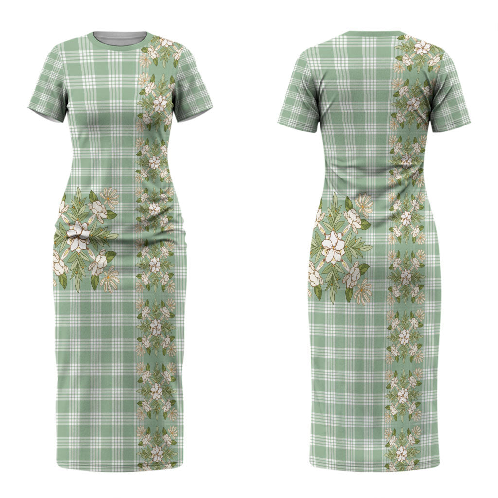 Liko Kukui Hawai'i Palaka Squares Maile Leaf Couples Matching Short Sleeve Bodycon Dress and Long Sleeve Button Shirt Flowers Hawaiian Quilt Patterns LT9 - Polynesian Pride