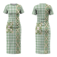 Liko Kukui Hawai'i Palaka Squares Maile Leaf Couples Matching Short Sleeve Bodycon Dress and Long Sleeve Button Shirt Flowers Hawaiian Quilt Patterns LT9 - Polynesian Pride