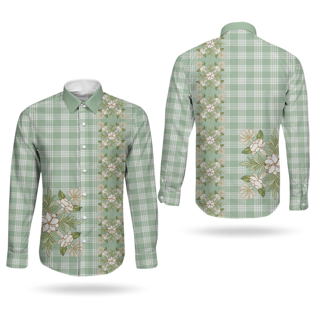 Liko Kukui Hawai'i Palaka Squares Maile Leaf Couples Matching Summer Maxi Dress and Long Sleeve Button Shirt Flowers Hawaiian Quilt Patterns LT9 - Polynesian Pride