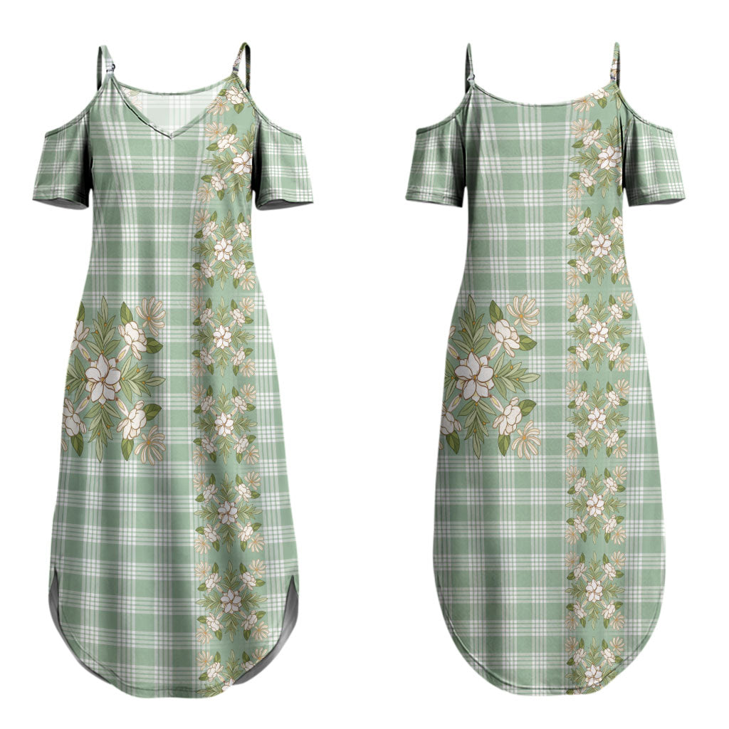 Liko Kukui Hawai'i Palaka Squares Maile Leaf Couples Matching Summer Maxi Dress and Long Sleeve Button Shirt Flowers Hawaiian Quilt Patterns LT9 - Polynesian Pride