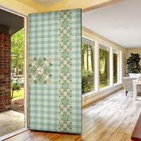 Liko Kukui Hawai'i Palaka Squares Maile Leaf Door Cover Flowers Hawaiian Quilt Patterns LT9 - Polynesian Pride