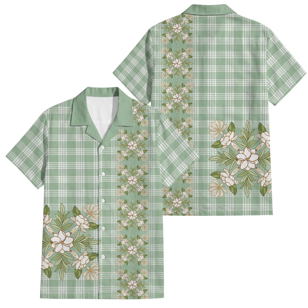 Liko Kukui Hawai'i Palaka Squares Maile Leaf Family Matching Long Sleeve Bodycon Dress and Hawaiian Shirt Flowers Hawaiian Quilt Patterns LT9 Dad's Shirt - Short Sleeve Sage Green - Polynesian Pride