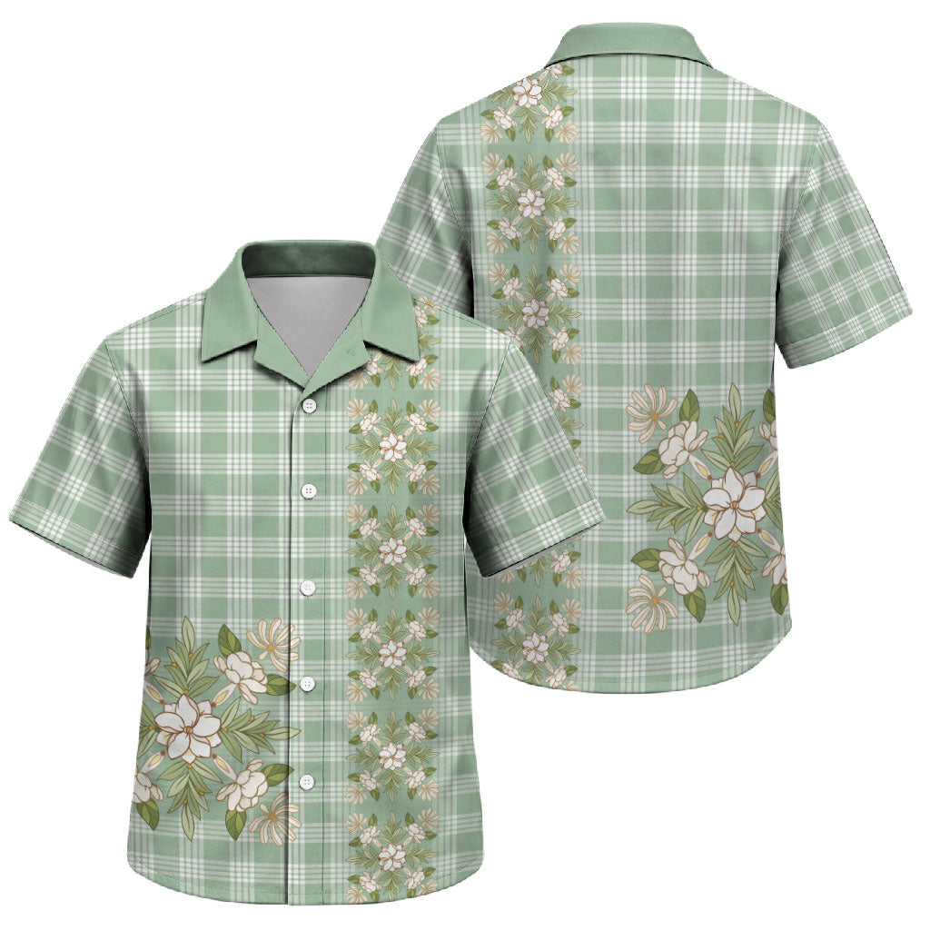 Liko Kukui Hawai'i Palaka Squares Maile Leaf Family Matching Long Sleeve Bodycon Dress and Hawaiian Shirt Flowers Hawaiian Quilt Patterns LT9 Son's Shirt Sage Green - Polynesian Pride