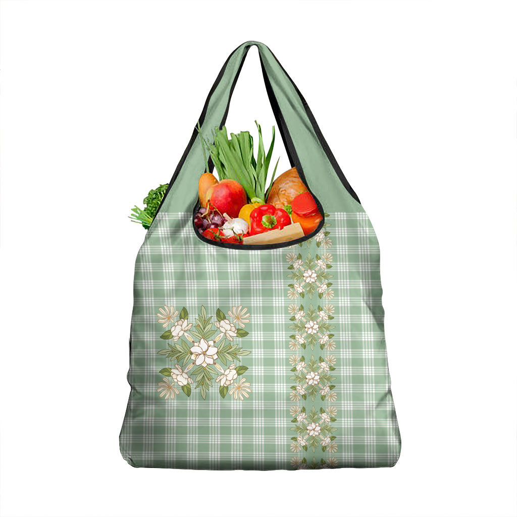 Liko Kukui Hawai'i Palaka Squares Maile Leaf Grocery Bag Flowers Hawaiian Quilt Patterns LT9 1-pack One Size Sage Green - Polynesian Pride