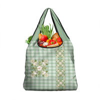 Liko Kukui Hawai'i Palaka Squares Maile Leaf Grocery Bag Flowers Hawaiian Quilt Patterns LT9 1-pack One Size Sage Green - Polynesian Pride