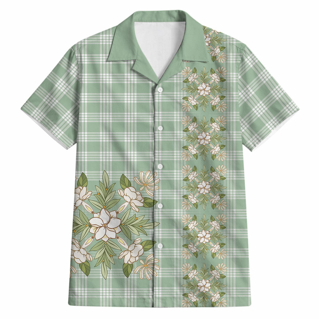 Liko Kukui Hawai'i Palaka Squares Maile Leaf Hawaiian Shirt Flowers Hawaiian Quilt Patterns LT9 Sage Green - Polynesian Pride