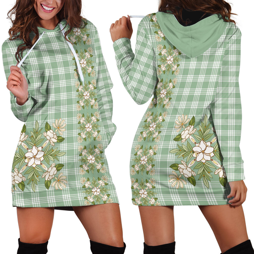 Liko Kukui Hawai'i Palaka Squares Maile Leaf Hoodie Dress Flowers Hawaiian Quilt Patterns LT9 - Polynesian Pride