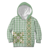 Liko Kukui Hawai'i Palaka Squares Maile Leaf Kid Hoodie Flowers Hawaiian Quilt Patterns LT9 Hoodie Sage Green - Polynesian Pride