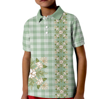 Liko Kukui Hawai'i Palaka Squares Maile Leaf Kid Polo Shirt Flowers Hawaiian Quilt Patterns LT9 Kid Sage Green - Polynesian Pride