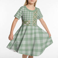Liko Kukui Hawai'i Palaka Squares Maile Leaf Kid Short Sleeve Dress Flowers Hawaiian Quilt Patterns LT9 - Polynesian Pride