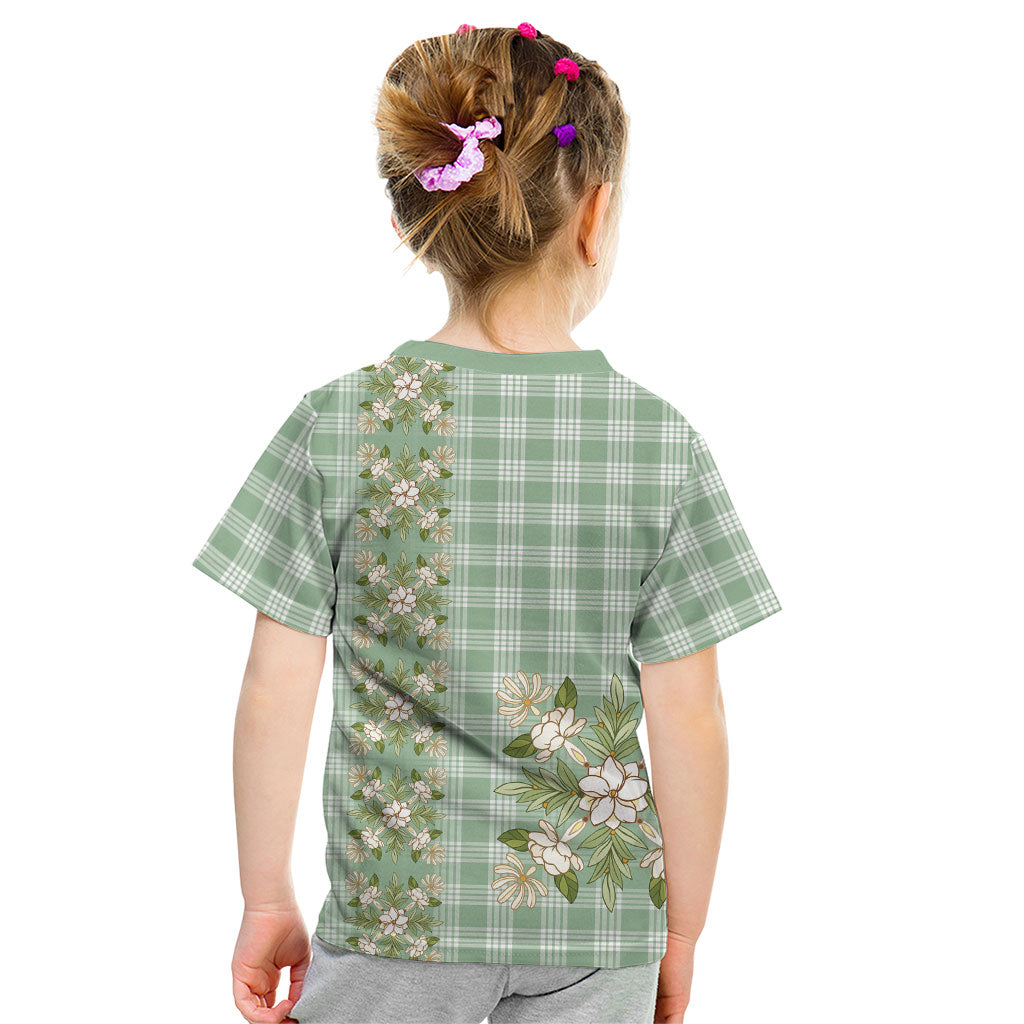 Liko Kukui Hawai'i Palaka Squares Maile Leaf Kid T Shirt Flowers Hawaiian Quilt Patterns LT9 - Polynesian Pride