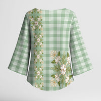 Liko Kukui Hawai'i Palaka Squares Maile Leaf Kimono Sleeve Blouse Flowers Hawaiian Quilt Patterns LT9 - Polynesian Pride