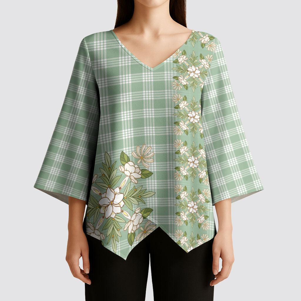 Liko Kukui Hawai'i Palaka Squares Maile Leaf Kimono Sleeve Blouse Flowers Hawaiian Quilt Patterns LT9 - Polynesian Pride