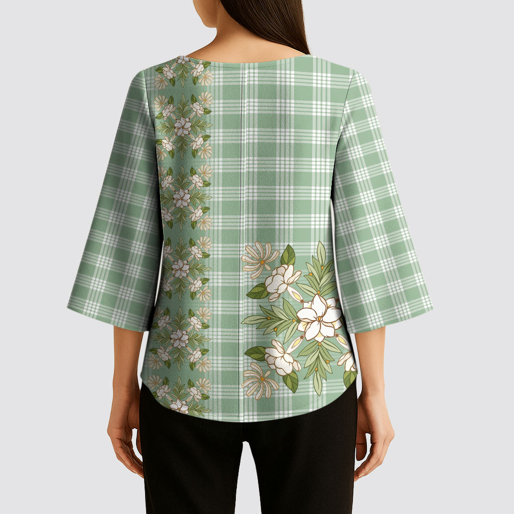 Liko Kukui Hawai'i Palaka Squares Maile Leaf Kimono Sleeve Blouse Flowers Hawaiian Quilt Patterns LT9 - Polynesian Pride