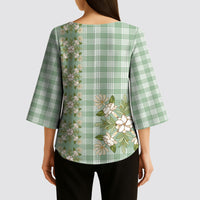 Liko Kukui Hawai'i Palaka Squares Maile Leaf Kimono Sleeve Blouse Flowers Hawaiian Quilt Patterns LT9 - Polynesian Pride