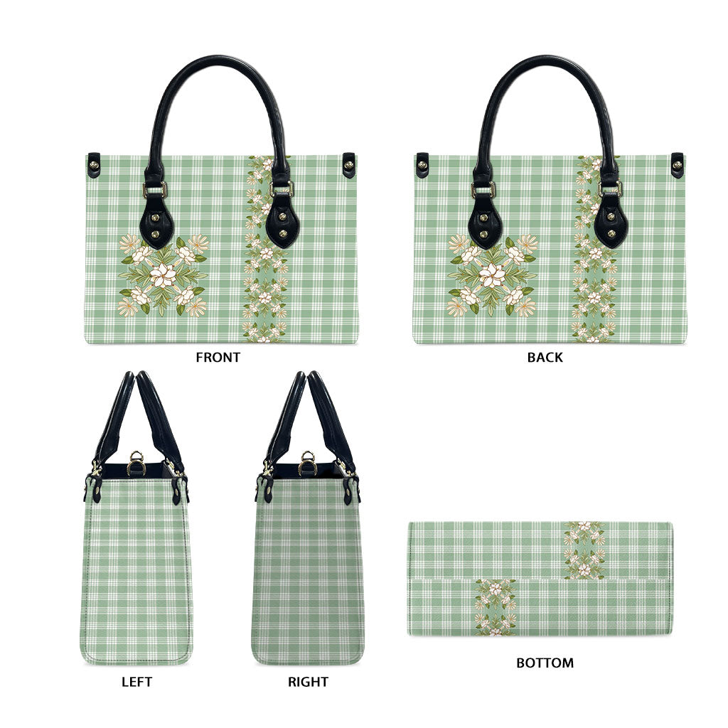 Liko Kukui Hawai'i Palaka Squares Maile Leaf Leather Bag Flowers Hawaiian Quilt Patterns LT9 - Polynesian Pride