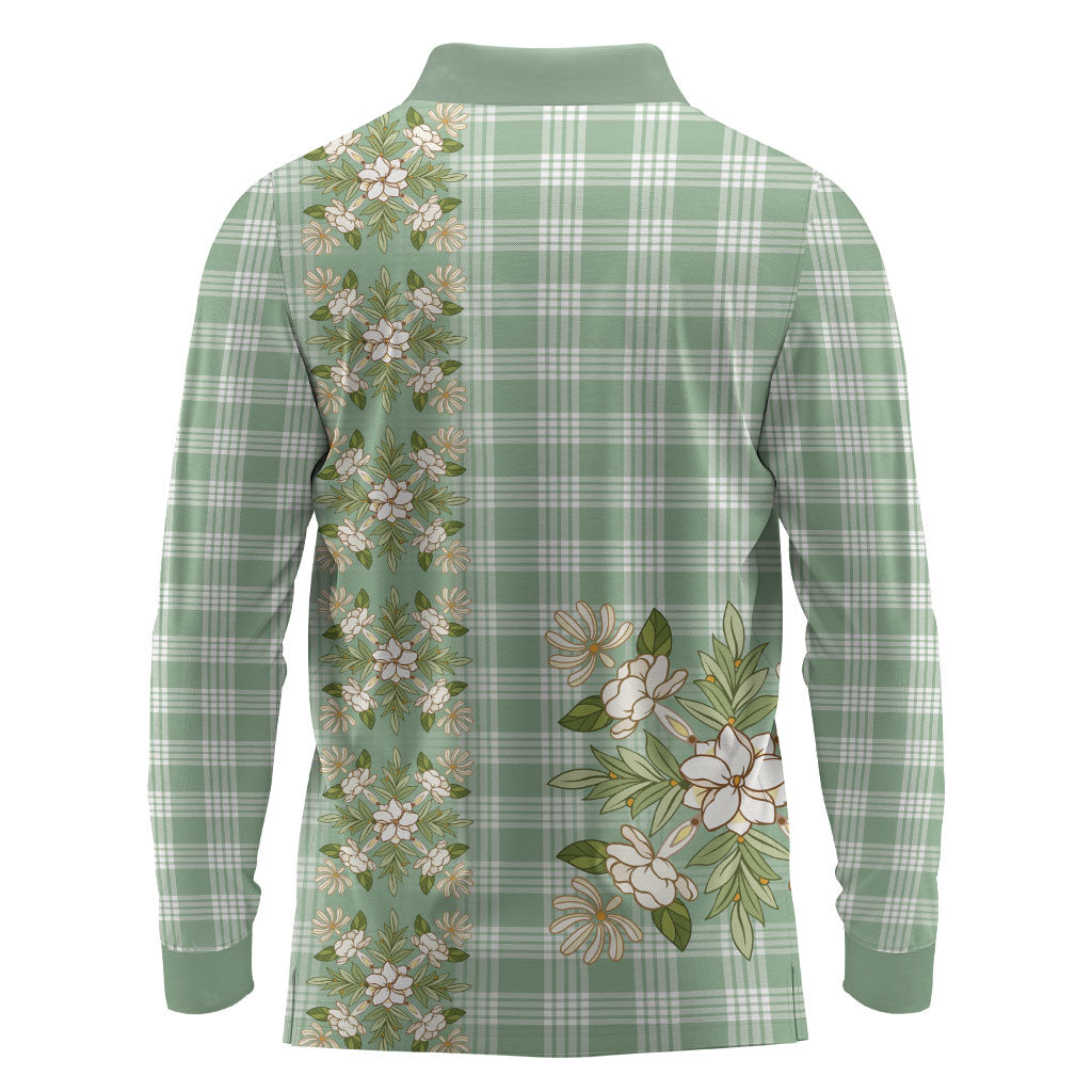 Liko Kukui Hawai'i Palaka Squares Maile Leaf Long Sleeve Polo Shirt Flowers Hawaiian Quilt Patterns LT9 - Polynesian Pride