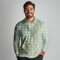 Liko Kukui Hawai'i Palaka Squares Maile Leaf Long Sleeve Polo Shirt Flowers Hawaiian Quilt Patterns LT9 - Polynesian Pride