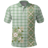 Liko Kukui Hawai'i Palaka Squares Maile Leaf Polo Shirt Flowers Hawaiian Quilt Patterns LT9 Sage Green - Polynesian Pride