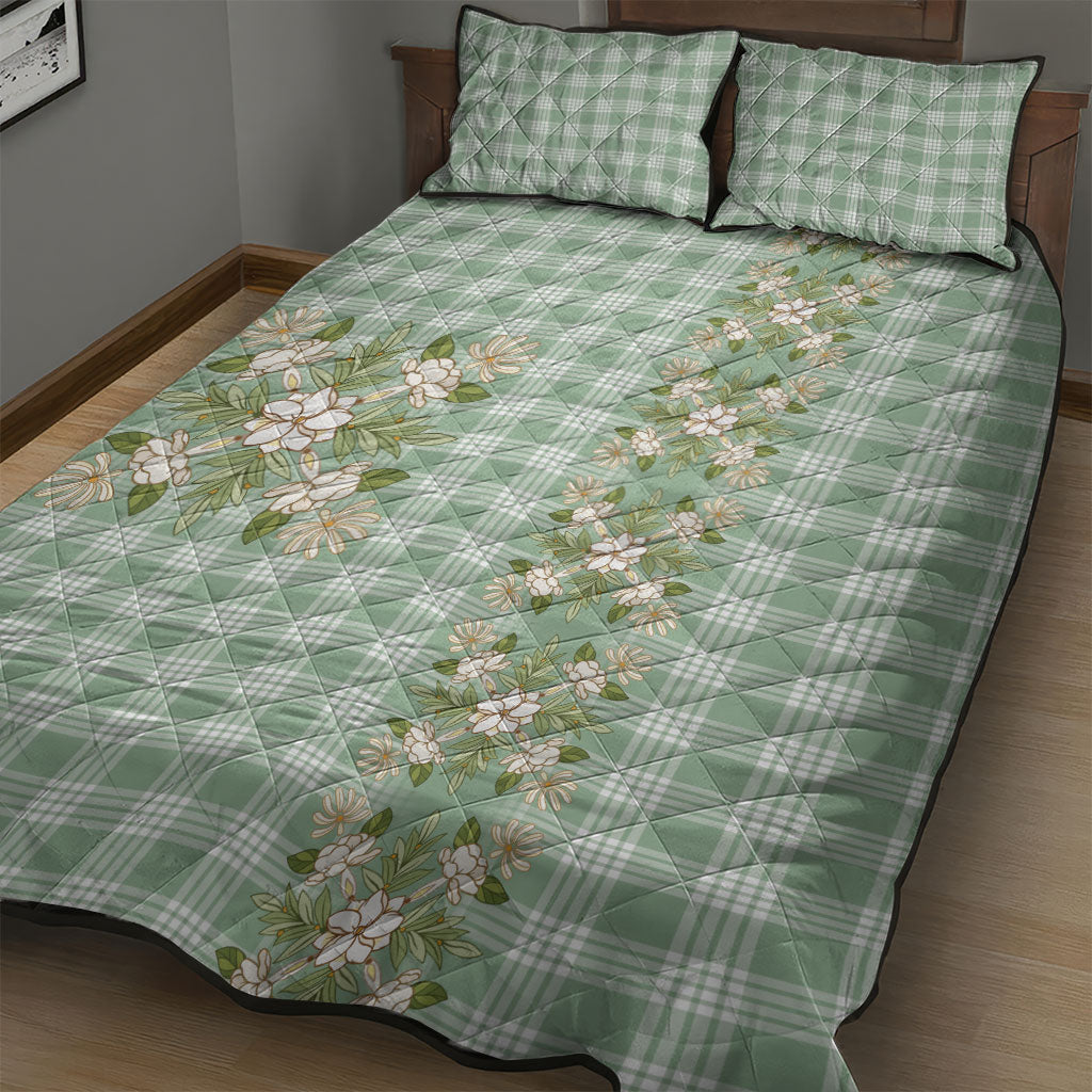 Liko Kukui Hawai'i Palaka Squares Maile Leaf Quilt Bed Set Flowers Hawaiian Quilt Patterns LT9 - Polynesian Pride
