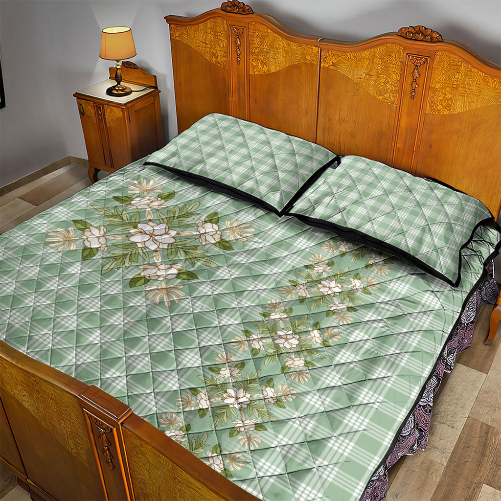 Liko Kukui Hawai'i Palaka Squares Maile Leaf Quilt Bed Set Flowers Hawaiian Quilt Patterns LT9 - Polynesian Pride