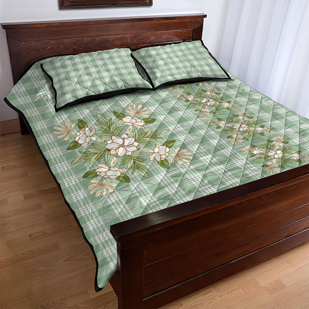 Liko Kukui Hawai'i Palaka Squares Maile Leaf Quilt Bed Set Flowers Hawaiian Quilt Patterns LT9 - Polynesian Pride