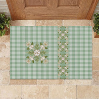 Liko Kukui Hawai'i Palaka Squares Maile Leaf Rubber Doormat Flowers Hawaiian Quilt Patterns LT9 Sage Green - Polynesian Pride