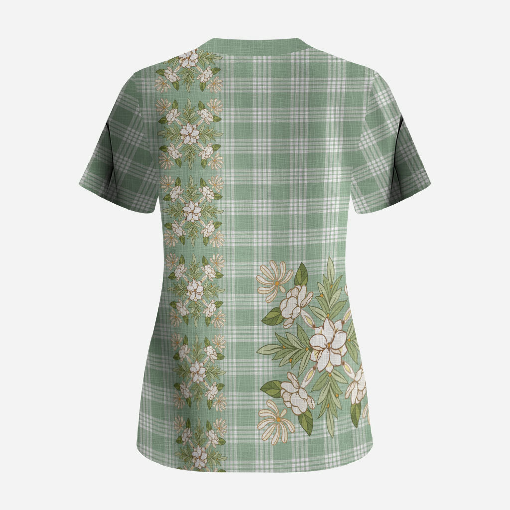 Liko Kukui Hawai'i Palaka Squares Maile Leaf Scrub Top Flowers Hawaiian Quilt Patterns LT9 - Polynesian Pride