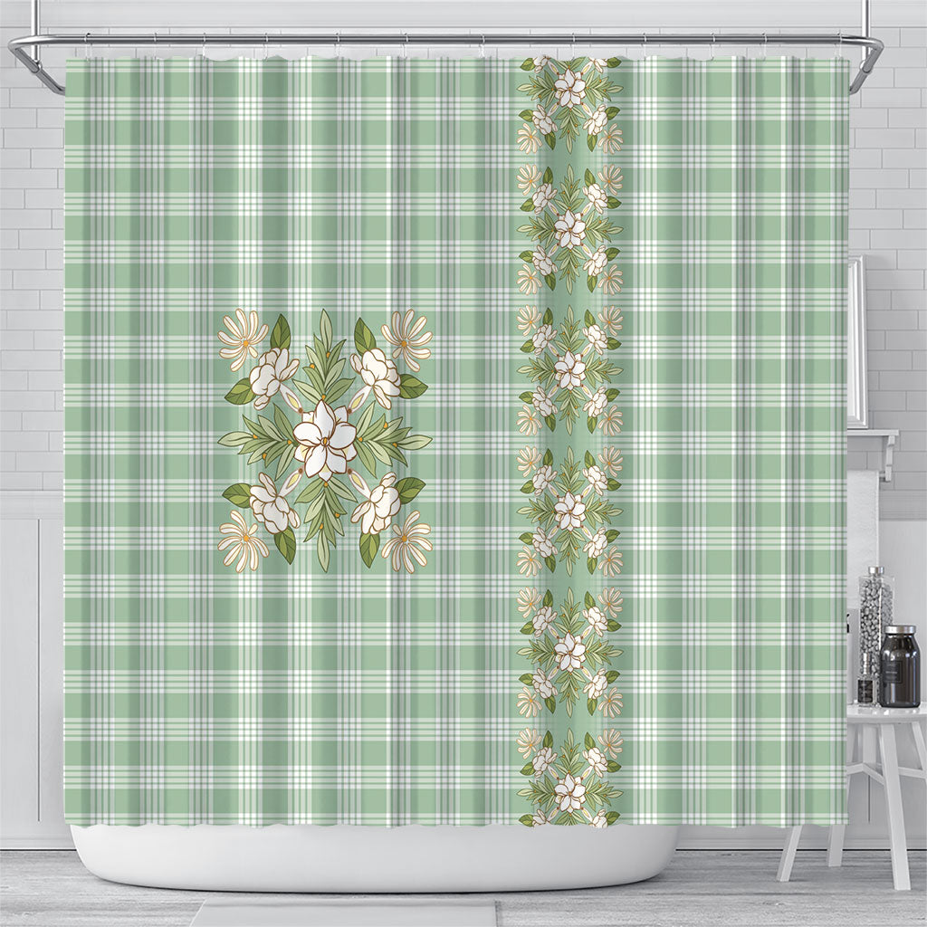 Liko Kukui Hawai'i Palaka Squares Maile Leaf Shower Curtain Flowers Hawaiian Quilt Patterns LT9 - Polynesian Pride