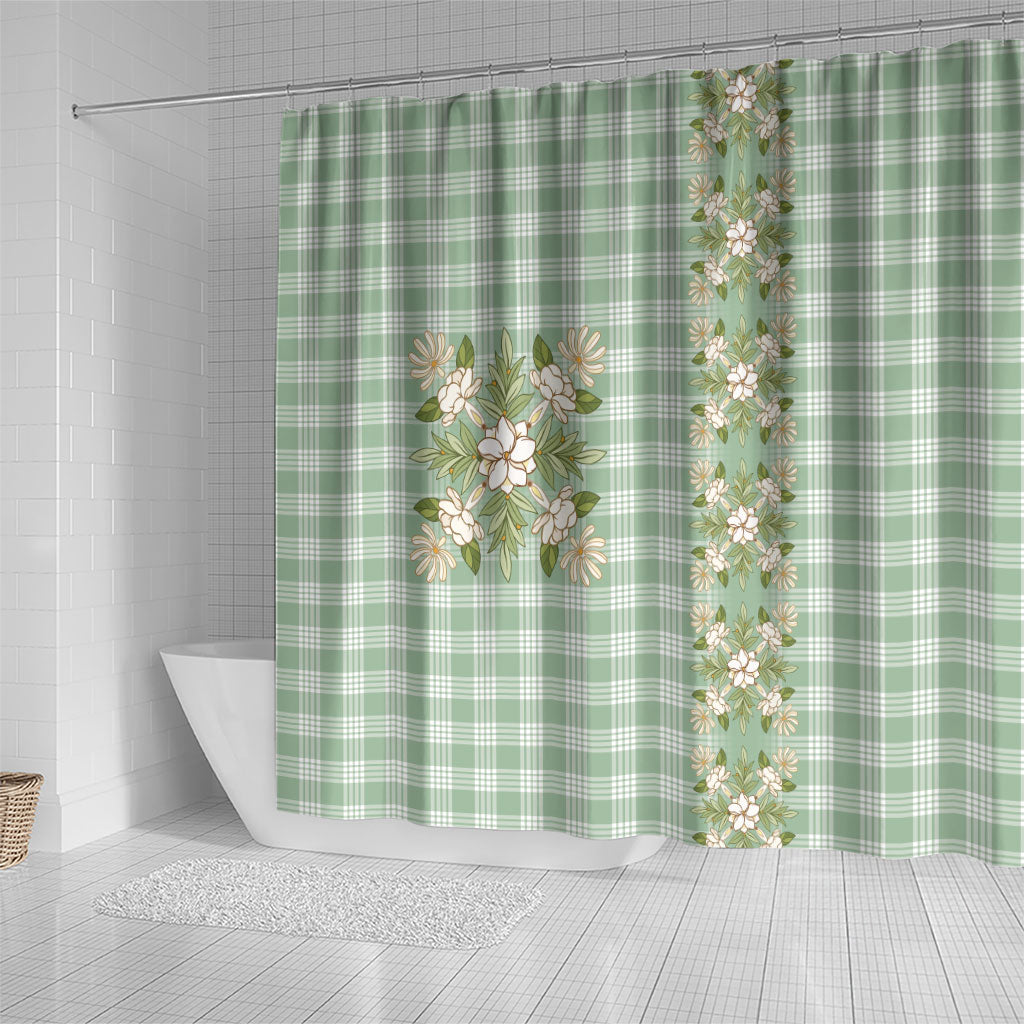 Liko Kukui Hawai'i Palaka Squares Maile Leaf Shower Curtain Flowers Hawaiian Quilt Patterns LT9 - Polynesian Pride