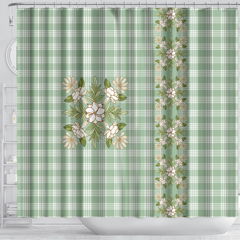 Liko Kukui Hawai'i Palaka Squares Maile Leaf Shower Curtain Flowers Hawaiian Quilt Patterns LT9 - Polynesian Pride