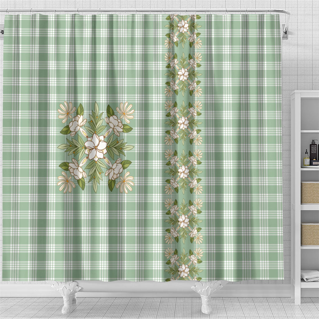 Liko Kukui Hawai'i Palaka Squares Maile Leaf Shower Curtain Flowers Hawaiian Quilt Patterns LT9 - Polynesian Pride