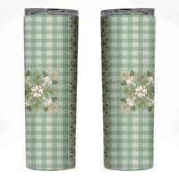 Liko Kukui Hawai'i Palaka Squares Maile Leaf Skinny Tumbler Flowers Hawaiian Quilt Patterns LT9 Sage Green - Polynesian Pride