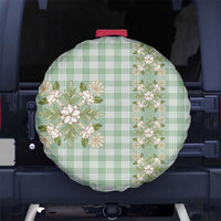 Liko Kukui Hawai'i Palaka Squares Maile Leaf Spare Tire Cover Flowers Hawaiian Quilt Patterns LT9 No hole Sage Green - Polynesian Pride
