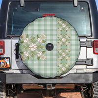 Liko Kukui Hawai'i Palaka Squares Maile Leaf Spare Tire Cover Flowers Hawaiian Quilt Patterns LT9 Sage Green - Polynesian Pride