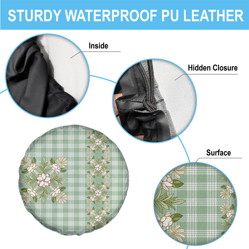 Liko Kukui Hawai'i Palaka Squares Maile Leaf Spare Tire Cover Flowers Hawaiian Quilt Patterns LT9 - Polynesian Pride