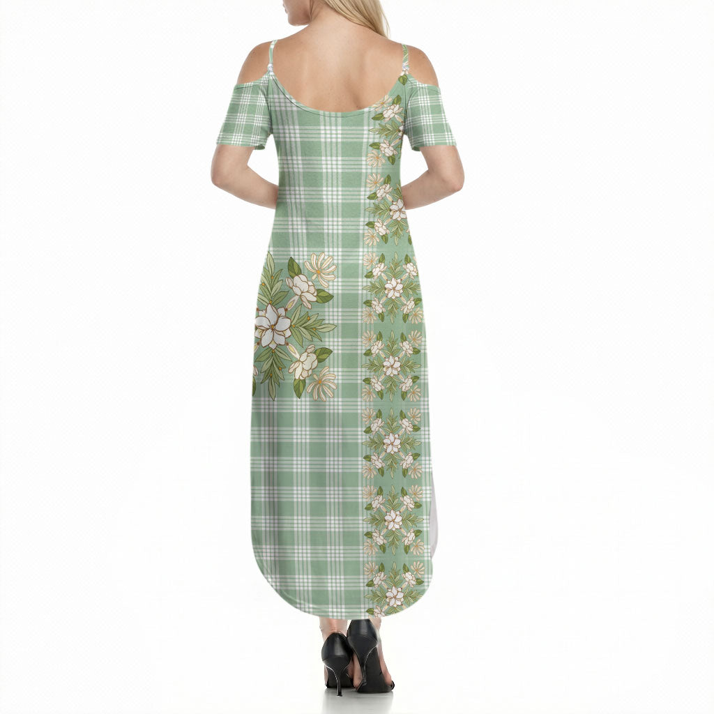 Liko Kukui Hawai'i Palaka Squares Maile Leaf Summer Maxi Dress Flowers Hawaiian Quilt Patterns LT9 - Polynesian Pride